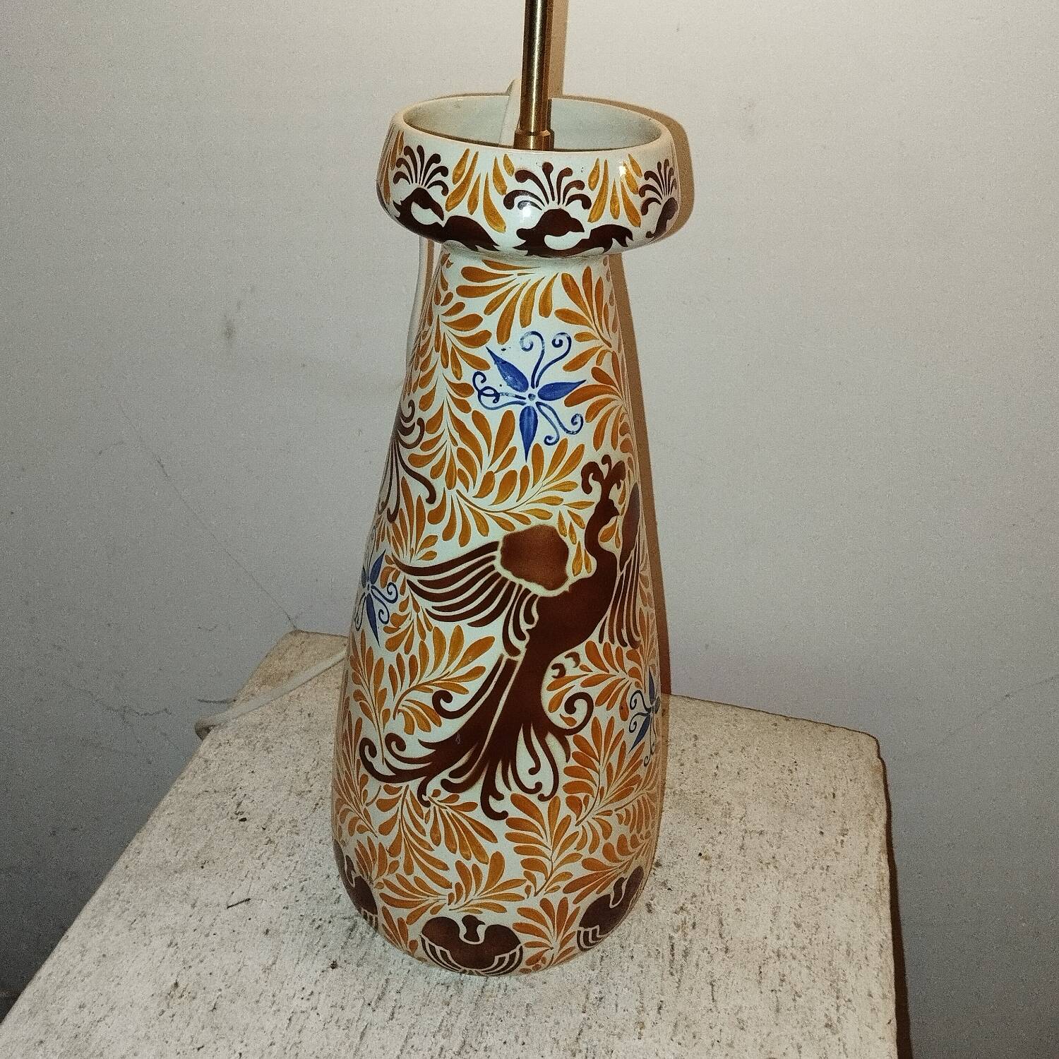 Art Deco Phoenix Bat Ceramic Lamp Base