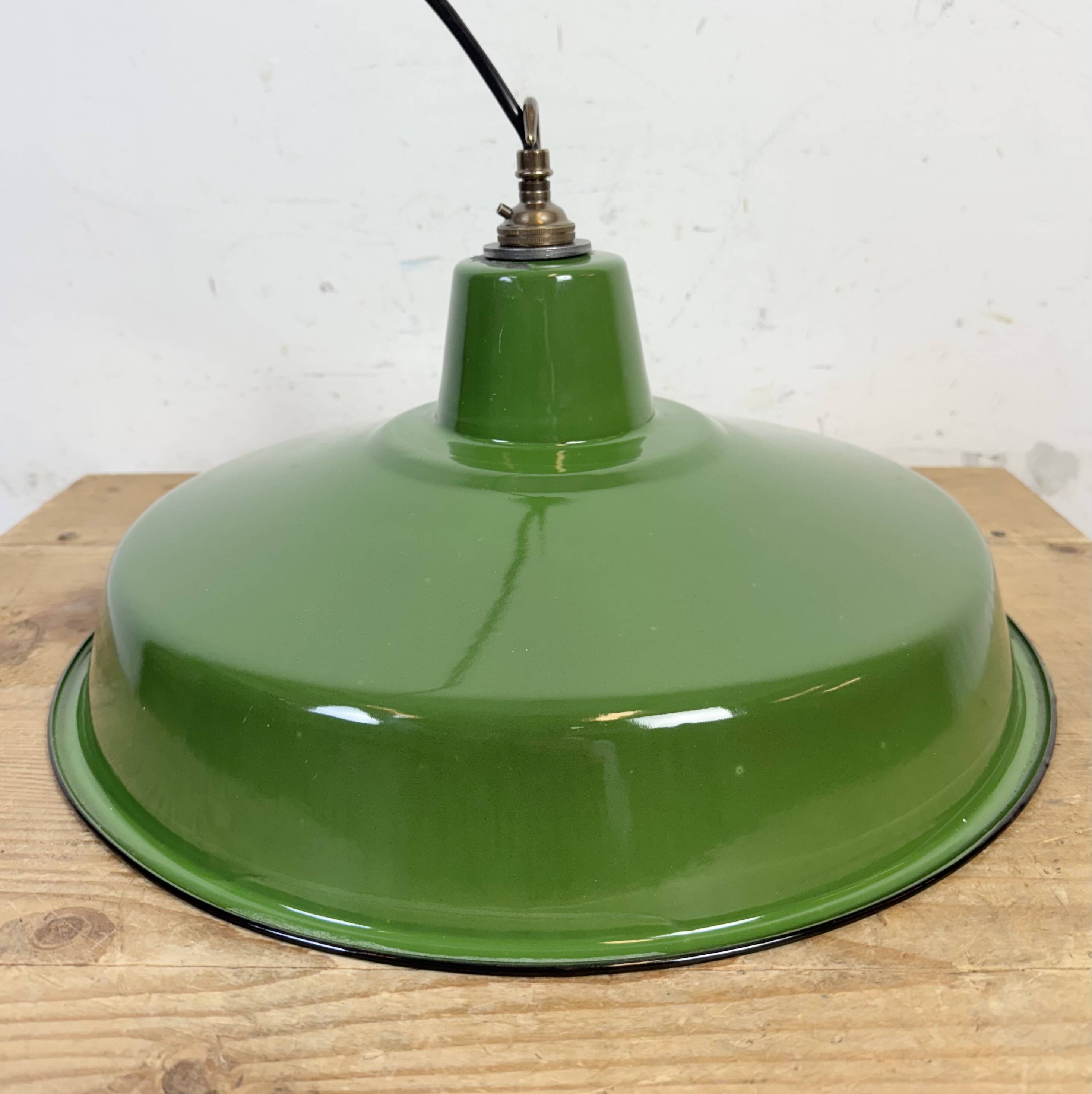 Industrial Green Enamel Factory Pendant Lamp, 1960s