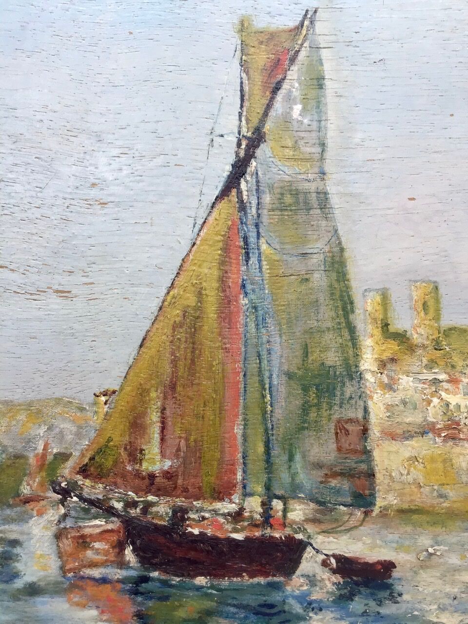 Old painting, sailboat, signed lower right, 70s/80s