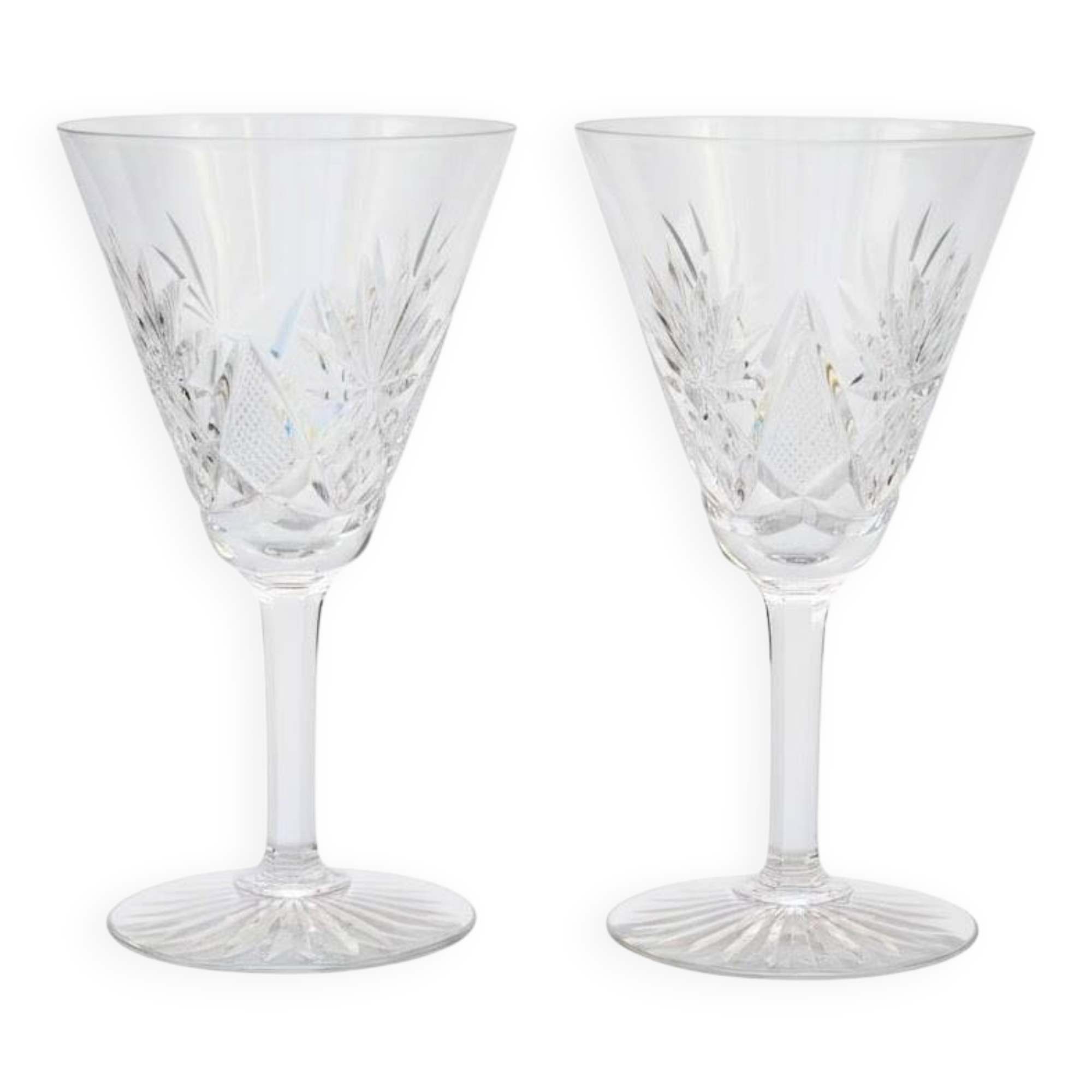 Two elegant crystal wine glasses