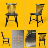 Chaise scandinave Sven Erik Fryklund pour HagaFors bois noirci 1950