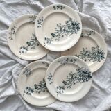 5 assiettes plates en terre de fer « Mignon » Longwy