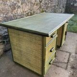 Large green rattan desk