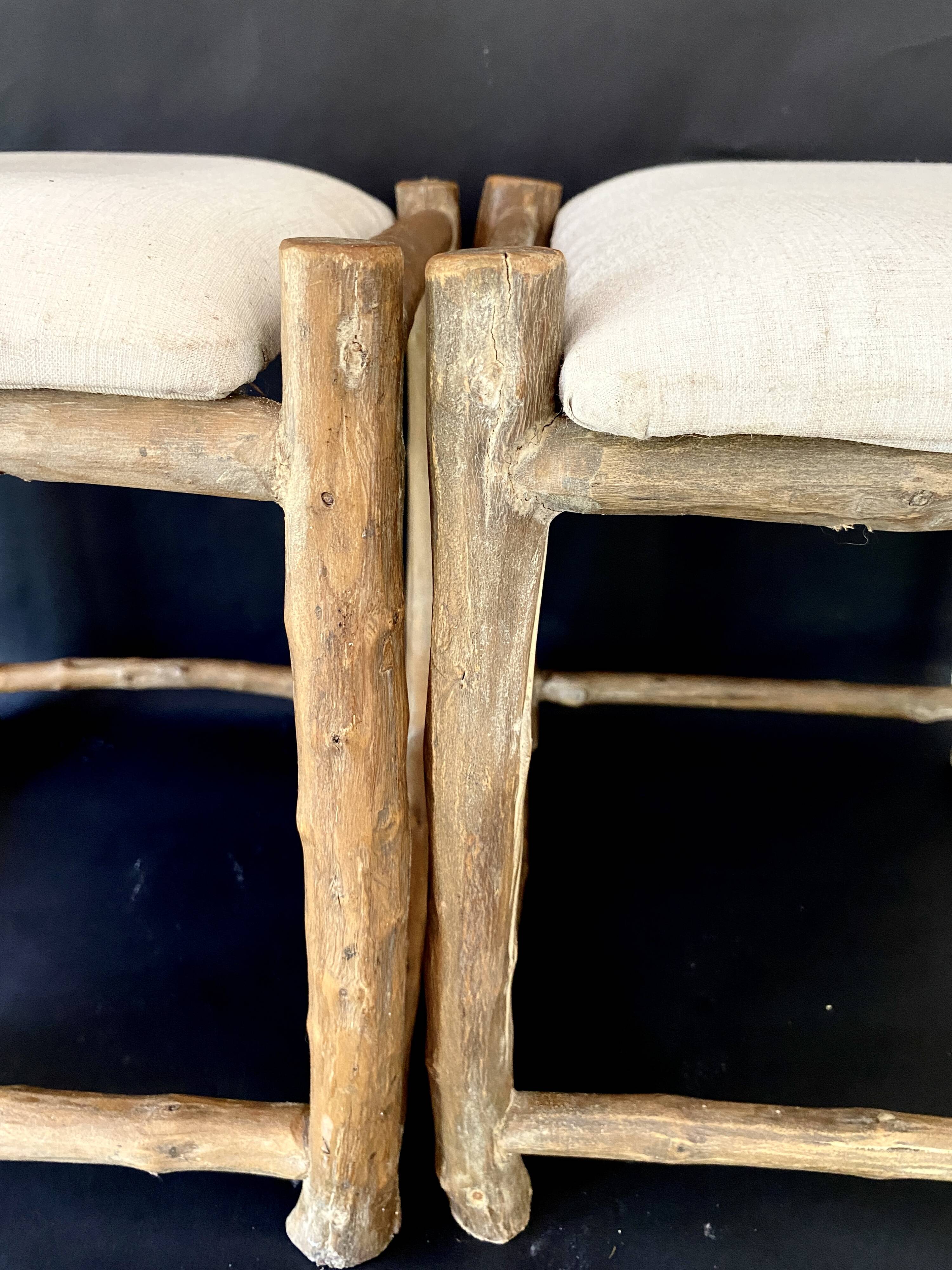 Pair of olive wood stools