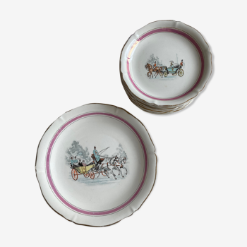 10 dessert plates and their presentation dish - Porcelaine de Saint Amand