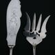 Fish Serving Cutlery: Fork + Knife/Shovel. Silver-plated metal.