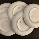 8 flat porcelain plates from Limoges Bernardaud, gilded Greek decoration, twentieth century