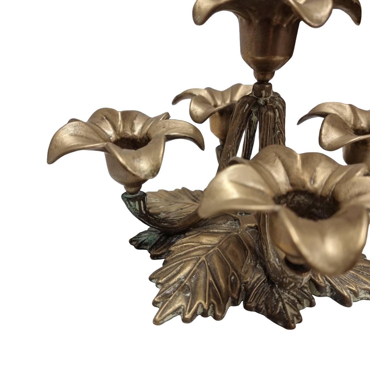 Mid-century 5-arm brass flower candlestick