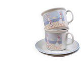 Lot 2 tasses Kronester Bavaria décor bord de mer vintage West Germany