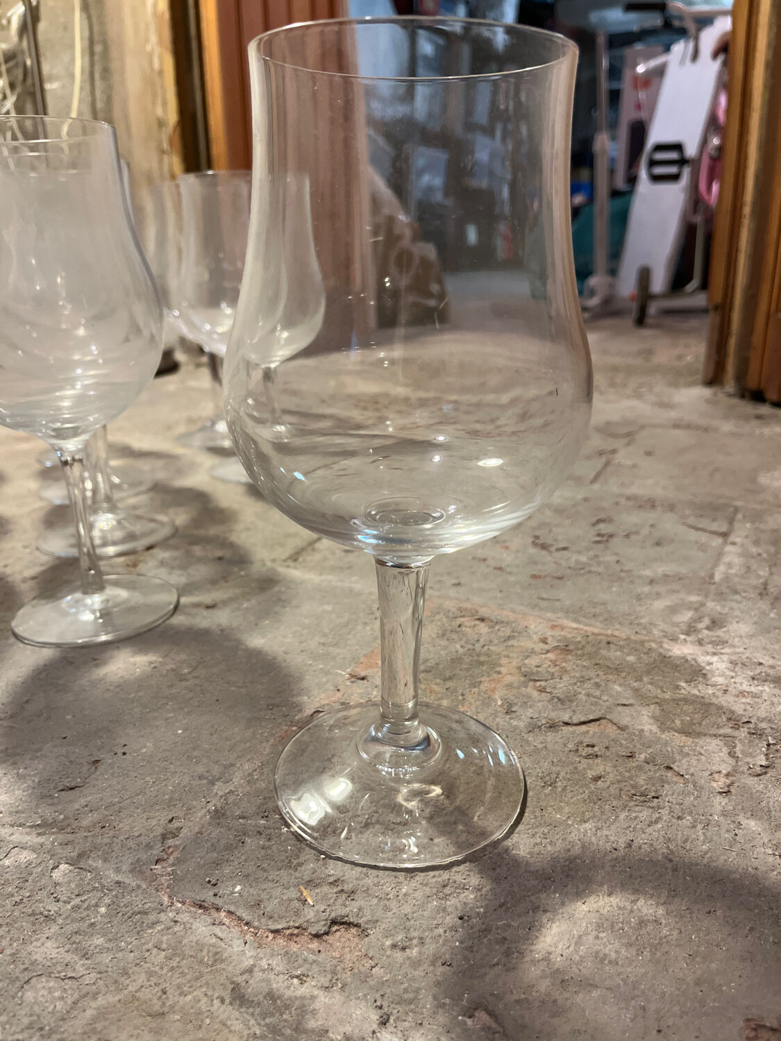 Set of crystal wine glasses