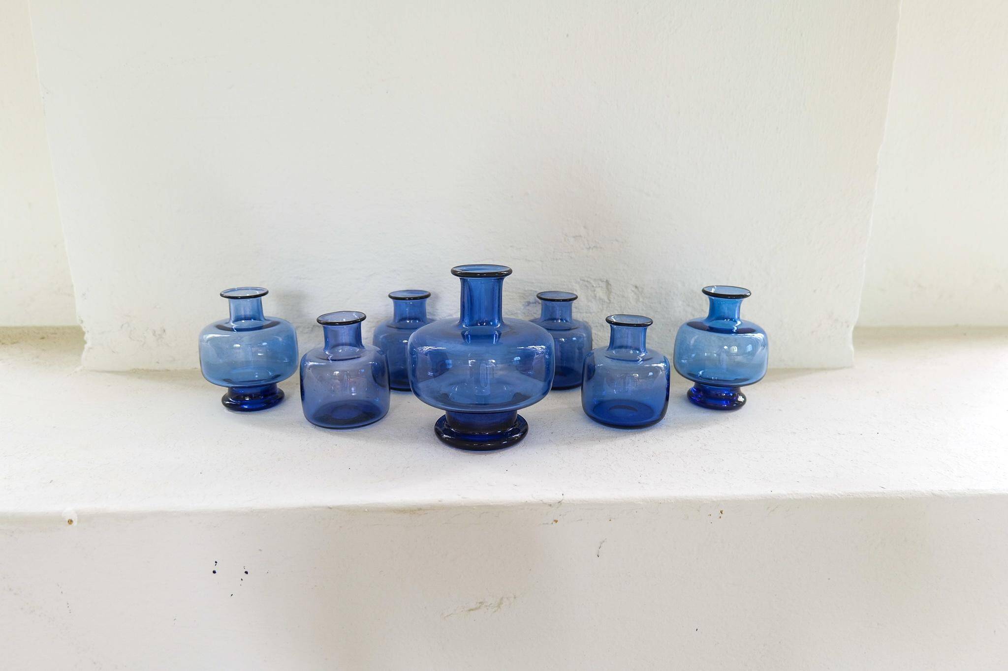 7 vases midcentury modern par Per Lutken pour Holmegaard, Danemark