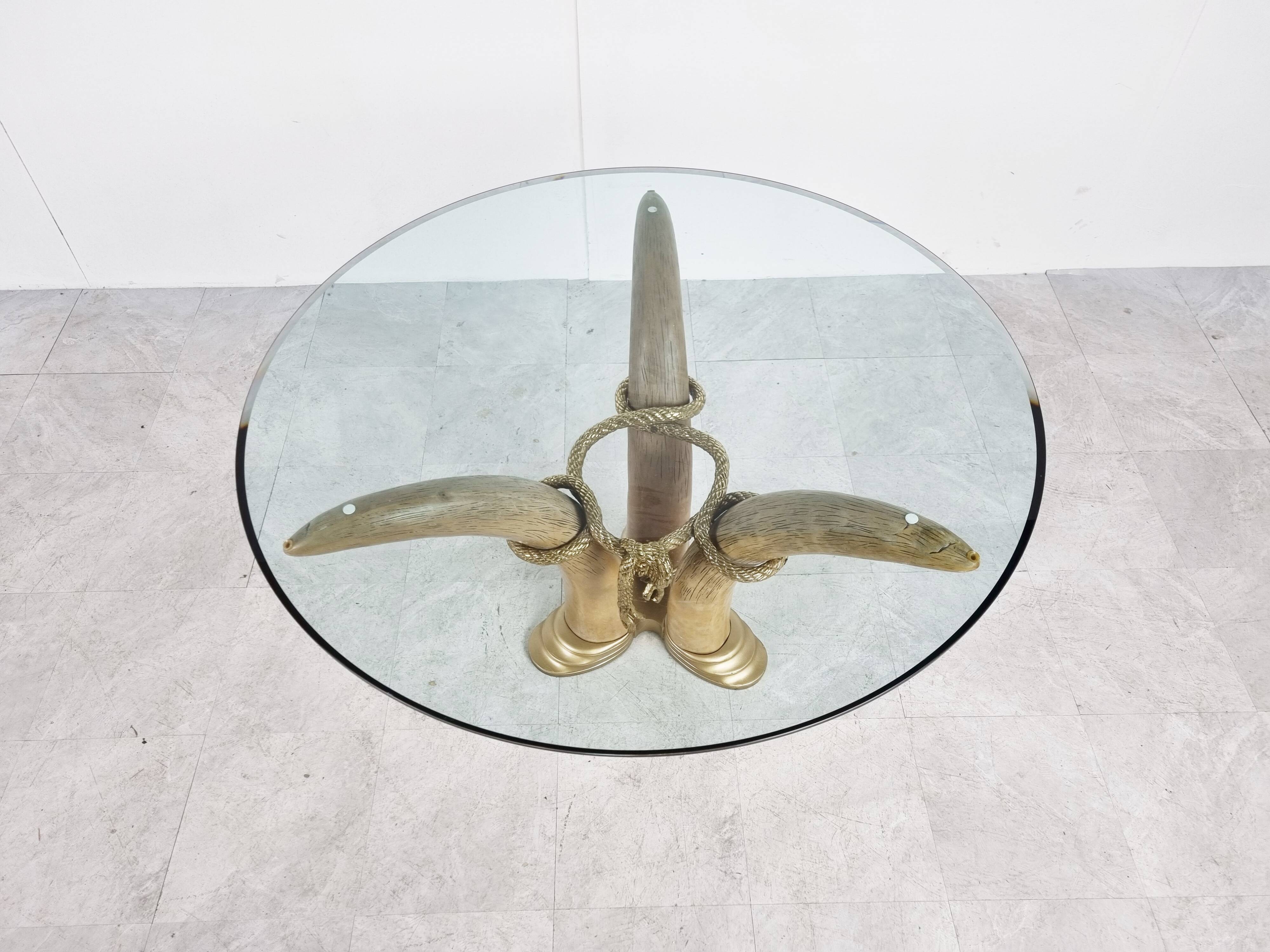 Vintage faux tusk center table or side table, 1970s