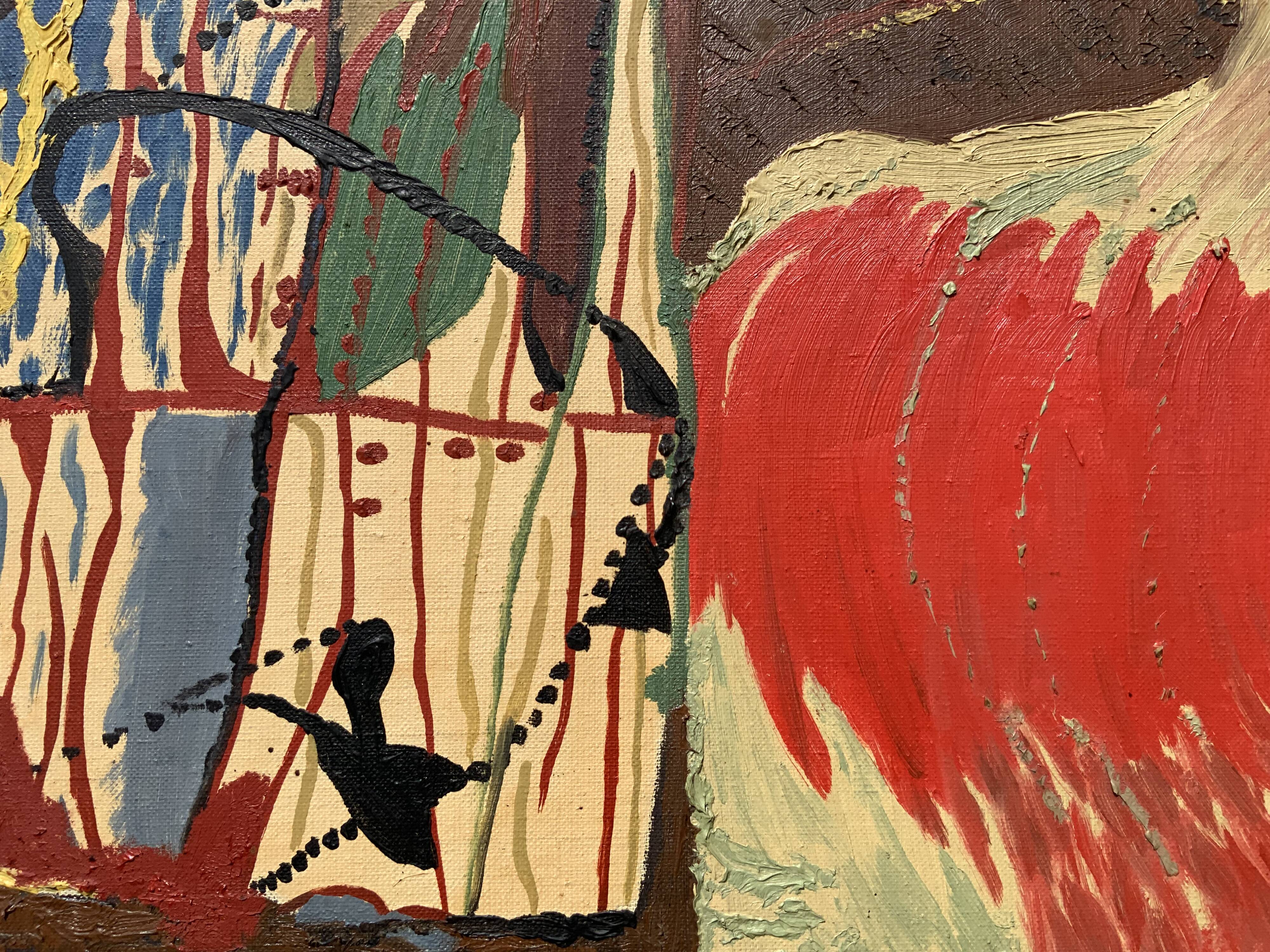Peintures à l'huile vintage abstraites sur toile "Simfoni", signées par Henny, 1967