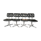 Metal chairs with black faux leather from the 1980s.