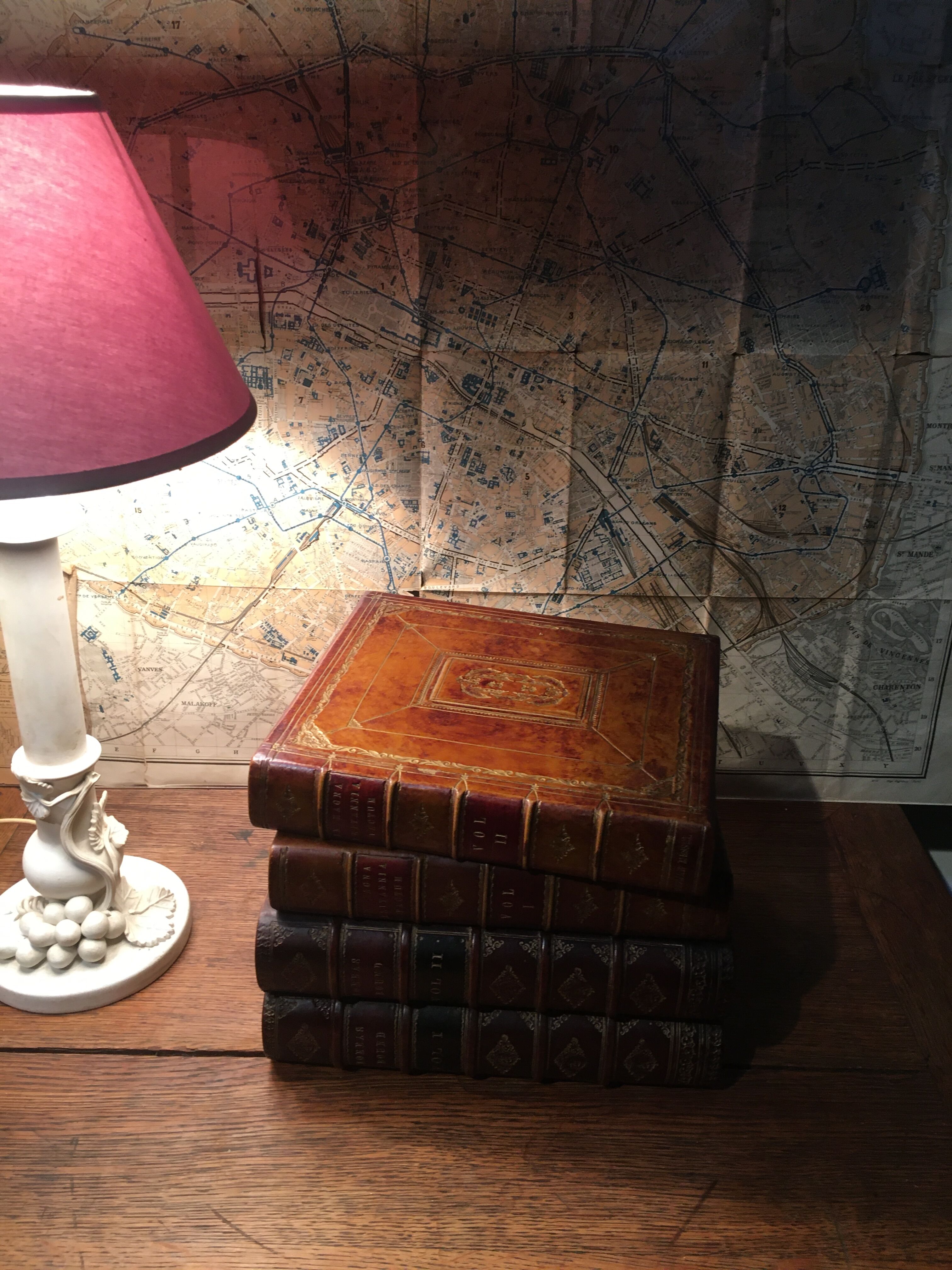 Stacked book ice bucket made of wood and leather