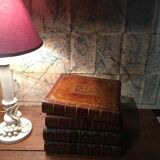 Stacked book ice bucket made of wood and leather
