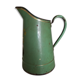Green broc in enamelled sheet metal with floral patterns