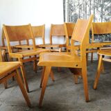 Set of 10 theater chairs wood honey