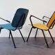 Set of two armchairs in yellow and blue 1950s/60s