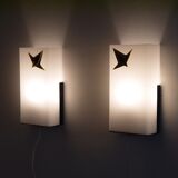 Pair of vintage metal, brass and acrylic wall lamps 1960