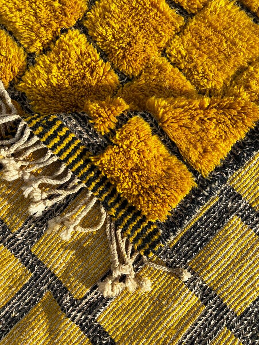 Moroccan wool Berber rug yellow rug