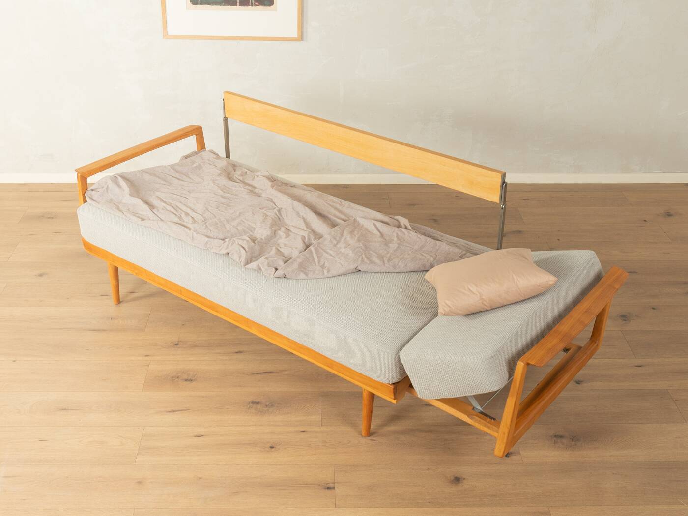 Wilhelm Knoll mid-century sofa, 1950s, cherry wood, reupholstered