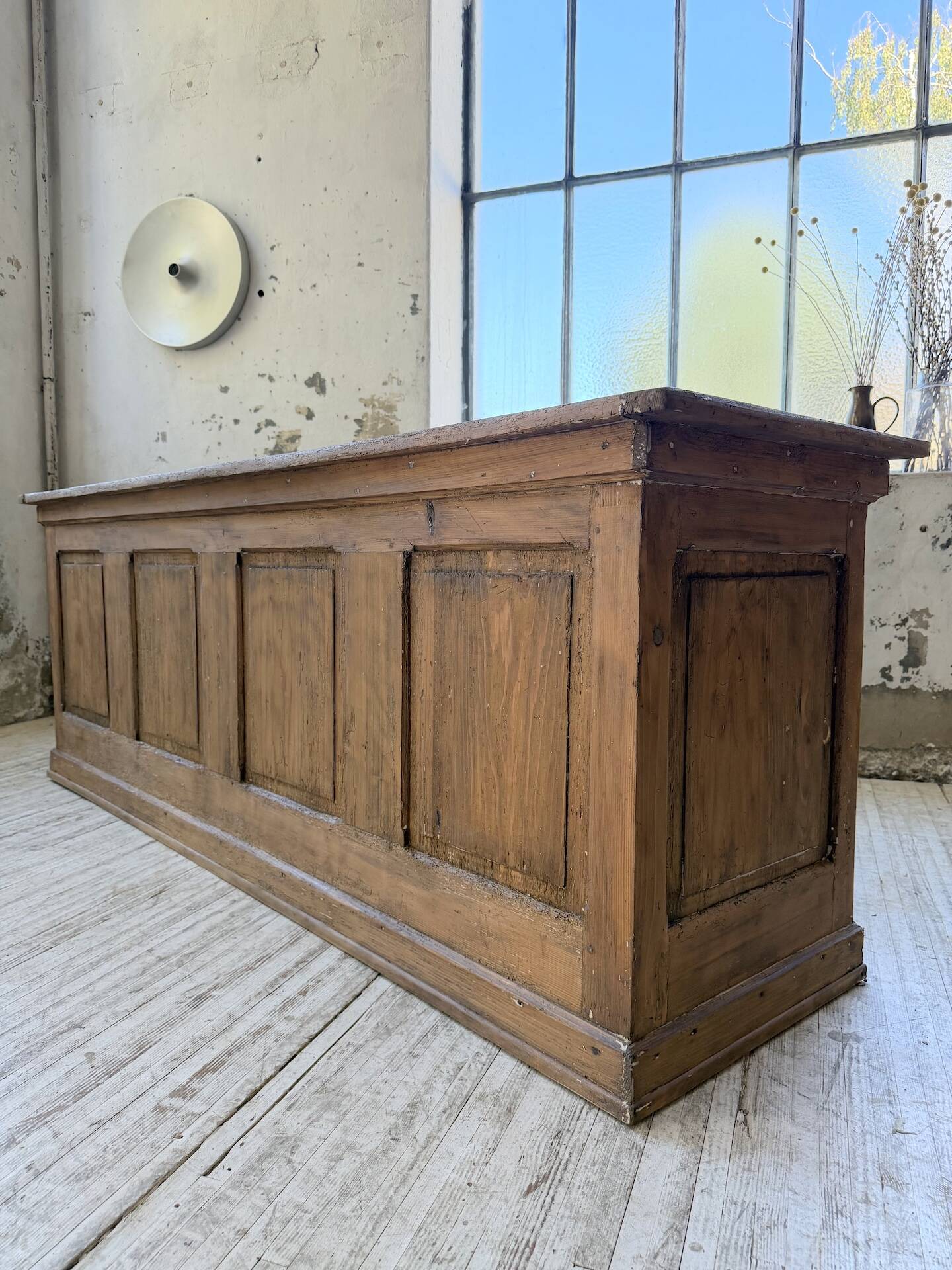 Comptoir de commerce 1950 bois pin 211cm