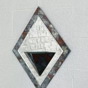 Miroir Art Deco années 40 forme losange avec cache pot intégré