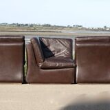 Modular sofa made up of 3 leather armchairs. Circa 1970