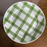 Set of 5 flat plates Orchies Moulin des Loups with green checkles