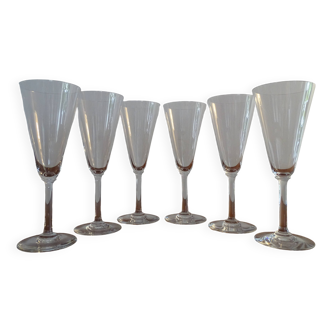 6 signed Baccarat crystal champagne flutes MUM model - 18.7 cm
