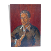 Huile sur panneau par r canudo 1967 portrait d homme xxeme