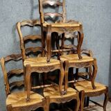 Série de 6 chaises Provencales style Louis XV en chene vers 1900