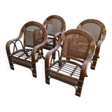 4 vintage rattan armchairs