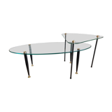 Ensemble de tables basses gigognes en verre et laiton