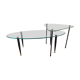 Set of trundle coffee tables in glass and brass