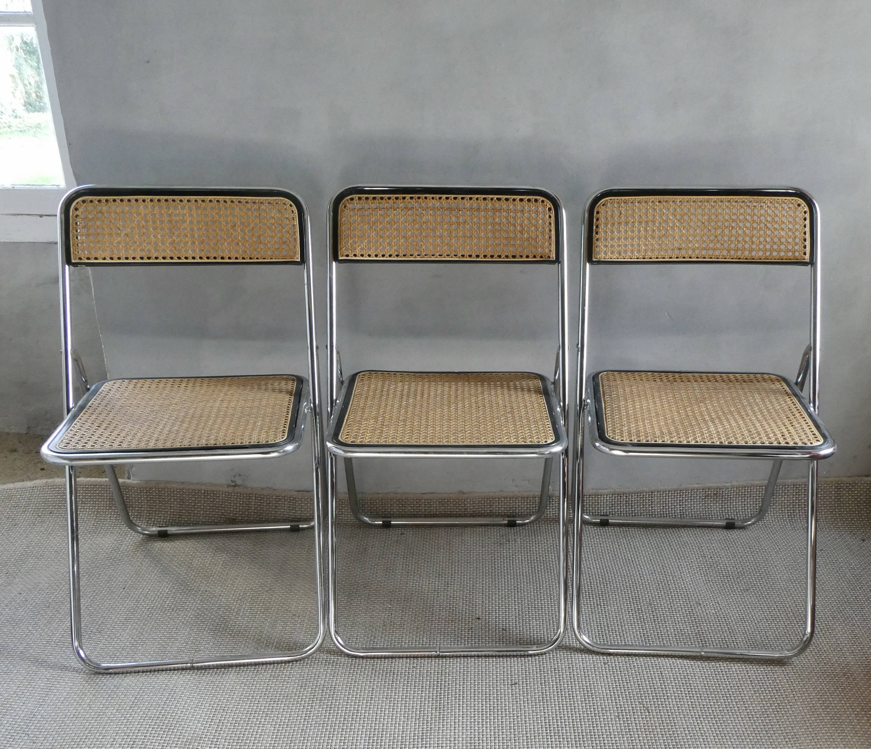 3 Elios Colle folding chairs by Elsa Italy, 70s-80s