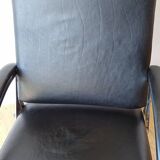 Chromed leather armchair, chaise longue from the 1970s.