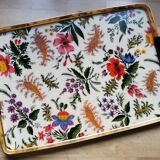 Vintage gold metal flowers tray