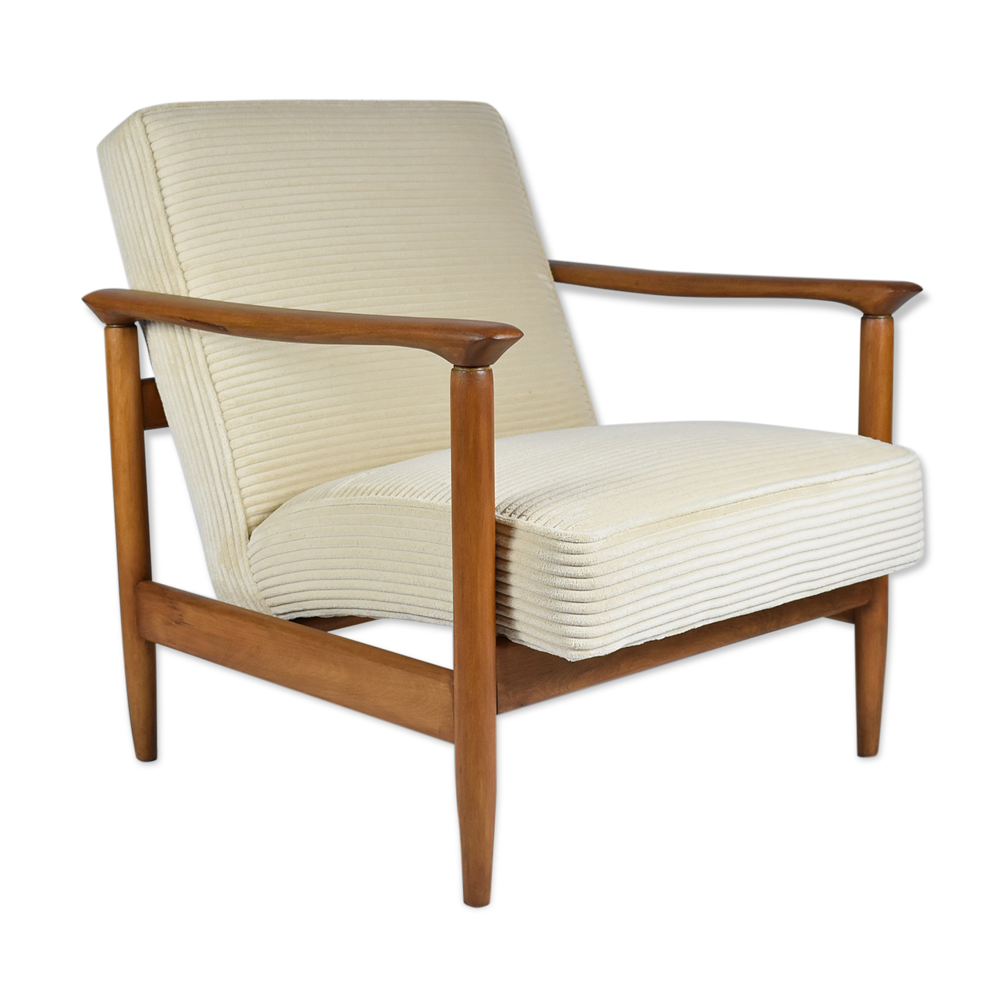 Original scandinavian armchair, renovated, 1960s, teak, beige Cord