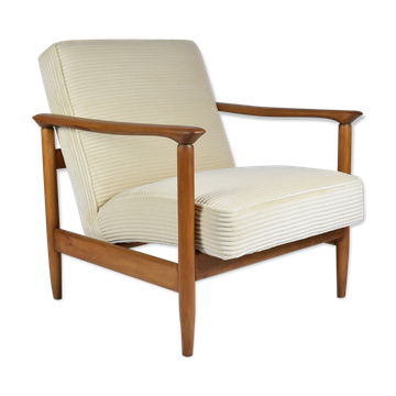 Original scandinavian armchair, renovated, 1960s, teak, beige Cord