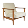 Original scandinavian armchair, renovated, 1960s, teak, beige Cord