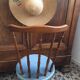 Bohemian chair with blue velvet and fringes