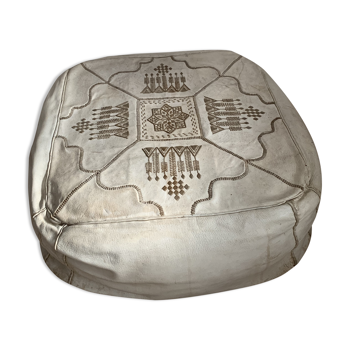 Pouf marocain carré cuir vintage