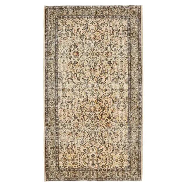 Vintage Turkish Oushak Handmade Wool Cotton Beige Area Rug 119x213