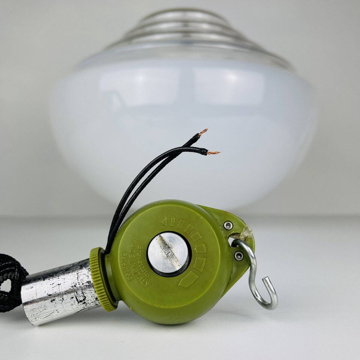 White mid-century Italian pendant lamp by Mazzega, 1970s.