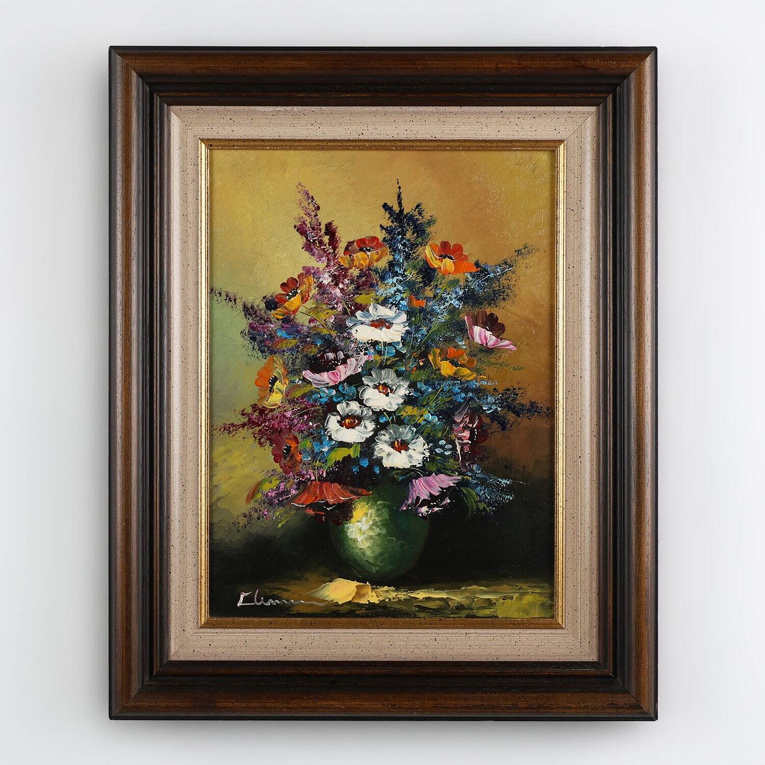 Belgian Artist, Still Life with a Bouquet of Flowers, 1950s, Oil on Canvas,