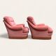 Pair of pink tufted velvet frog chairs from the 1970s.