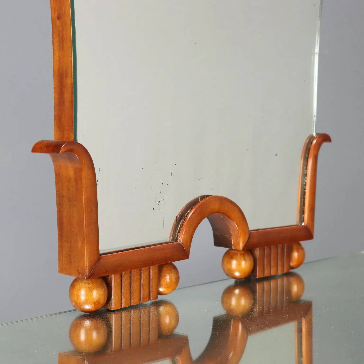Coiffeuse vintage en acajou teinté avec miroir, Italie, XXe siècle
