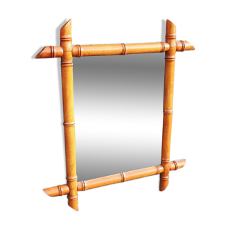 Ancien miroir en faux bambou h 44 x h 38 cm